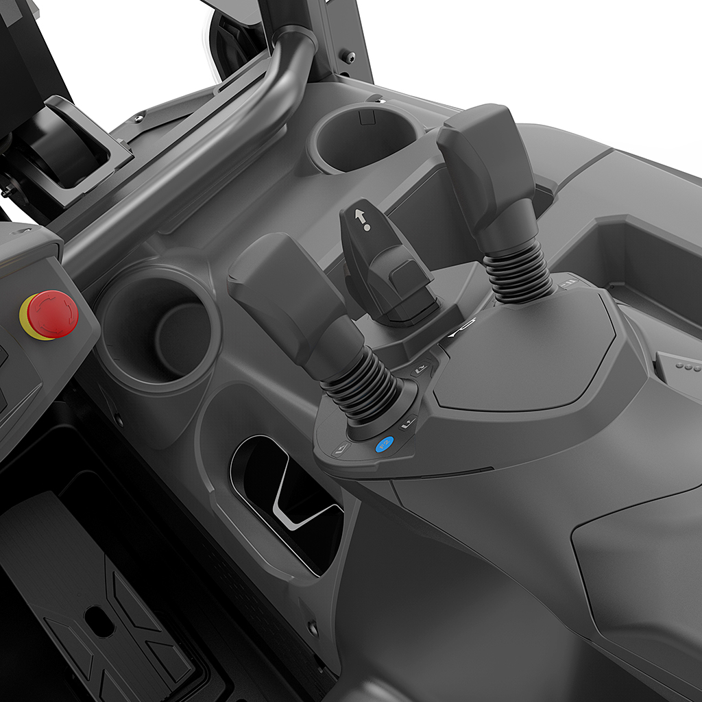 El doble joystick es opcional en las carretillas elevadoras FB14-20 CN2 triciclo