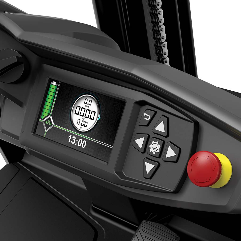 Pantalla con información clara de las carretillas eléctricas fb14-20cn2 triciclo